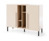 Moderne Kommode Authie 07, Beige / Eiche hell, 90 x 110 x 40 cm, mit 8 Fächern, ABS-Kanten, einfache und rasche Montage