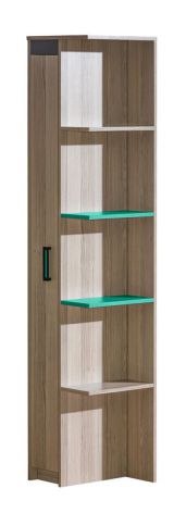 Jugendzimmer - Schrank Marcel 05, Farbe: Esche Türkis / Grau / Braun - Abmessungen: 187 x 39 x 38 cm (H x B x T)