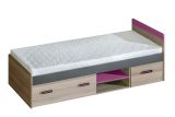 Kinderbett / Jugendbett Marcel 07, Farbe: Esche Rosa / Grau / Braun - Liegefläche: 80 x 195 cm (B x L)